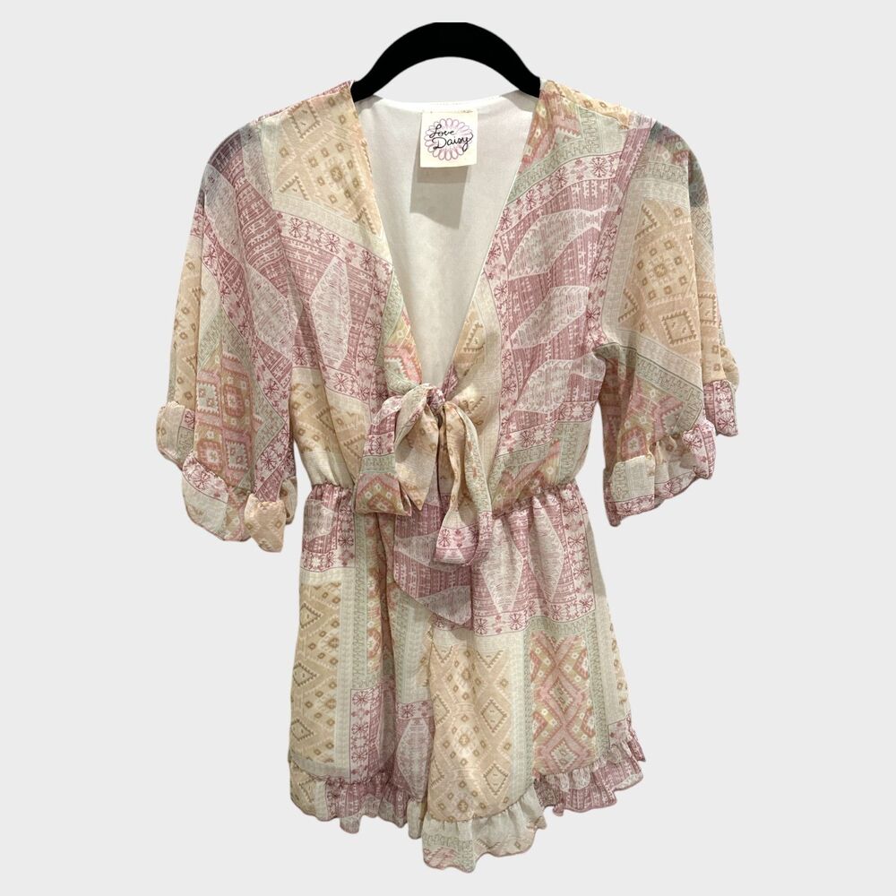 Love Daisy Girls Pastel Chiffon Ruffled Romper SZ L EUC